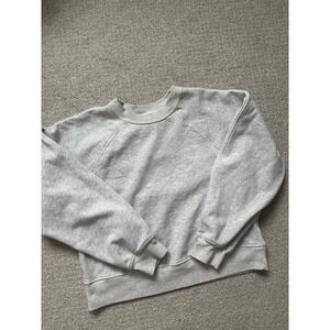 Abercrombie Fitch Heathered Light Grey Sleeve Crewneck Sweatshirt Women Small